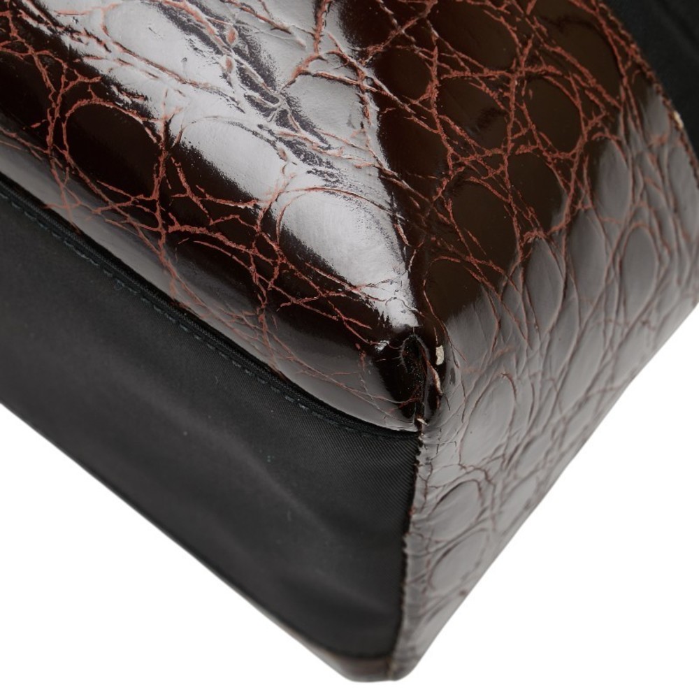 Prada Crocodile Brown Black Triangular Leather Ny… - image 5